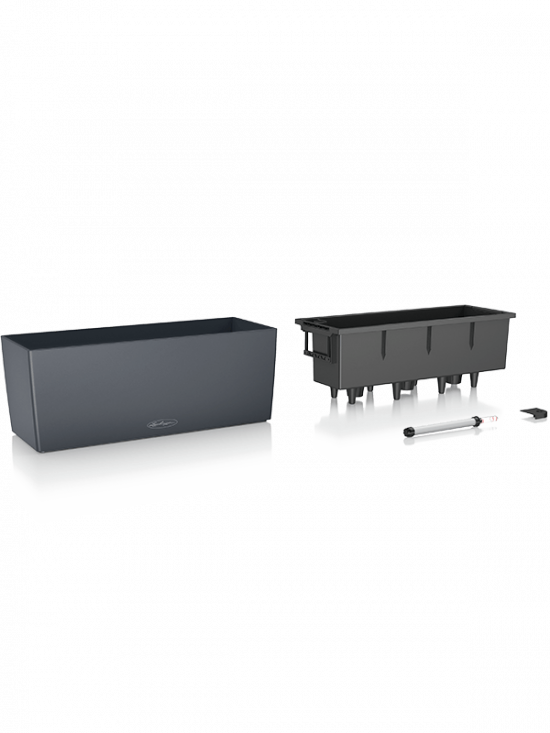 Samozavlažovací truhlík Lechuza BALCONERA hladký 50 - komplet set, antracitový-2600