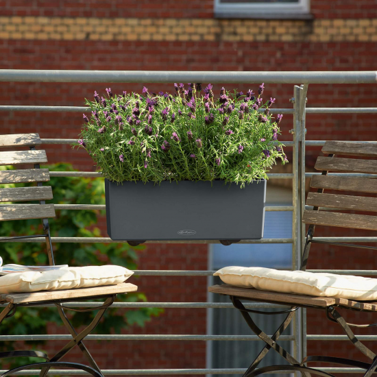 Samozavlažovací truhlík Lechuza BALCONERA hladký 50 - komplet set, antracitový-2603