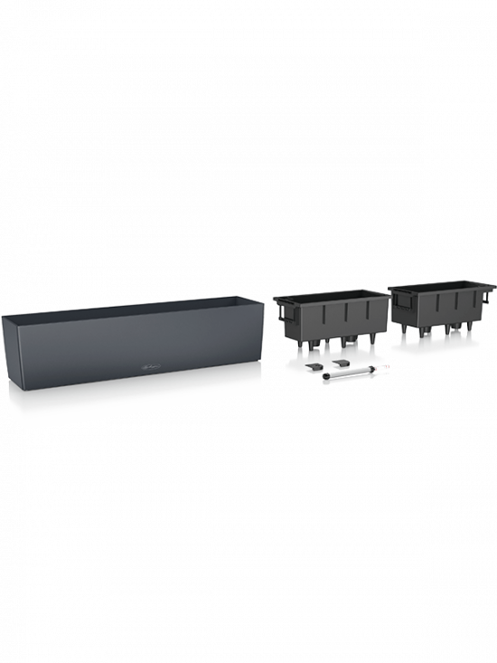 Samozavlažovací truhlík Lechuza BALCONERA hladký 80 - komplet set, antracitový-2604