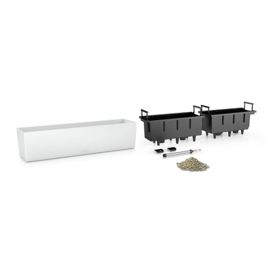 Samozavlažovací truhlík Lechuza BALCONERA hladký 80 - komplet set, bílý-2609