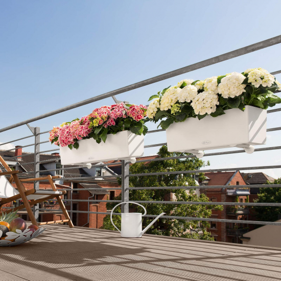 Samozavlažovací truhlík Lechuza BALCONERA hladký 80 - komplet set, bílý-2611