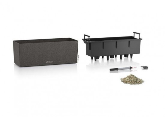 Samozavlažovací truhlík Lechuza BALCONERA Stone 50, komplet set, černý-25174
