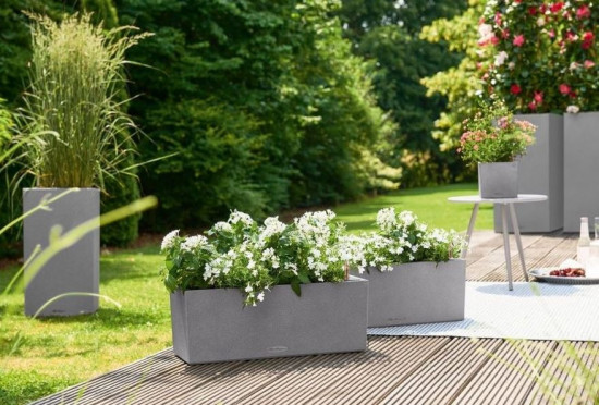 Samozavlažovací truhlík Lechuza BALCONERA Stone 50, komplet set, šedý-25163
