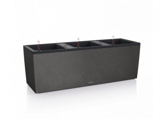 Samozavlažovací truhlík Lechuza TRIO Stone 100, komplet set, černý