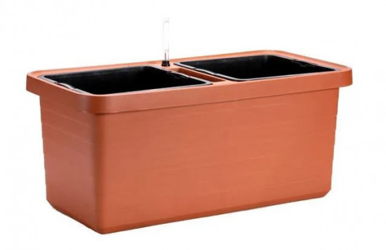 Samozavlažovací truhlík Plastia BERBERIS DUO 80 - komplet set, terakotový