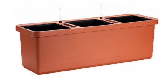 Samozavlažovací truhlík Plastia BERBERIS TRIO 117 - komplet set, terakotový