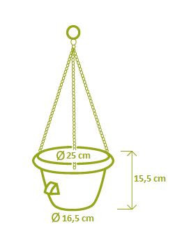 Samozavlažovací závěsná žardina Plastia SIESTA, průměr 25 cm, antracitová-6210