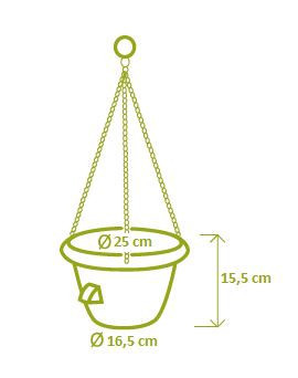 Samozavlažovací závěsná žardina Plastia SIESTA, průměr 25 cm, čokoládová-6107
