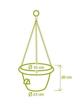 Samozavlažovací závěsná žardina Plastia SIESTA, průměr 35 cm, antracitová-6213