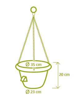 Samozavlažovací závěsná žardina Plastia SIESTA, průměr 35 cm, terakotová-6129