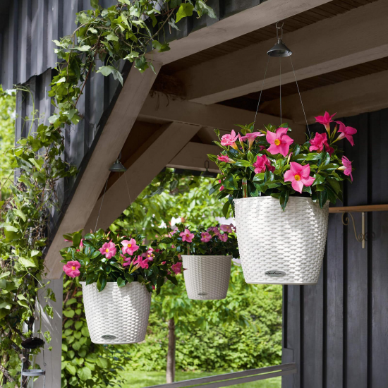 Samozavlažovací závěsný květináč Lechuza NIDO Cottage 27, komplet set, bílý-2639