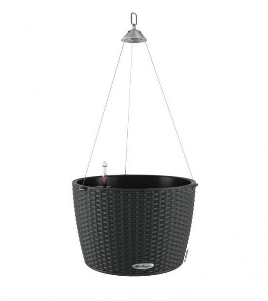 Samozavlažovací závěsný květináč Lechuza NIDO Cottage 35, komplet set, granit