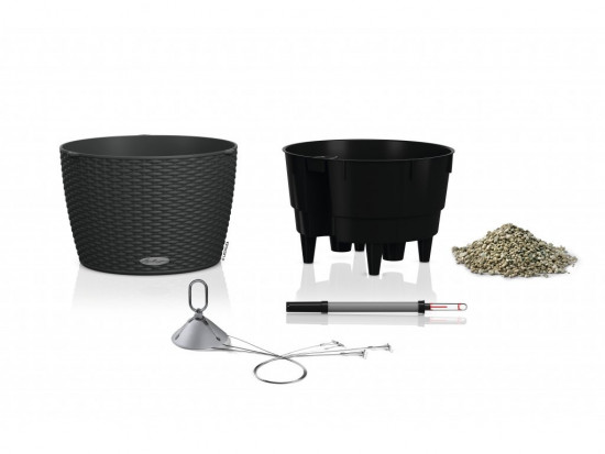 Samozavlažovací závěsný květináč Lechuza NIDO Cottage 35, komplet set, granit-24930
