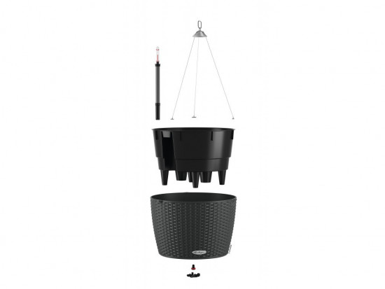 Samozavlažovací závěsný květináč Lechuza NIDO Cottage 35, komplet set, granit-24931