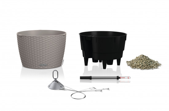 Samozavlažovací závěsný květináč Lechuza NIDO Cottage 35, komplet set, pískový-24925