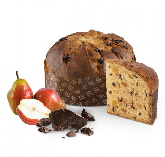 Sladký chléb s hořkou čokoládou a hruškami Panettone Pera Cioccolata, dárkové balení, 500 g-29271