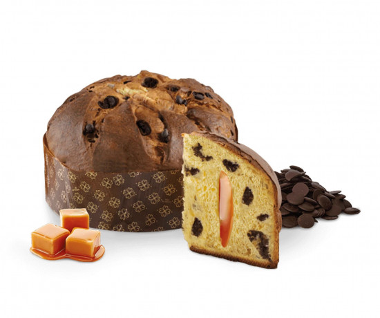 Sladký chléb s hořkou čokoládou a slaným karamelem Panettone Nerosale, dárkové balení, 600 g-29278