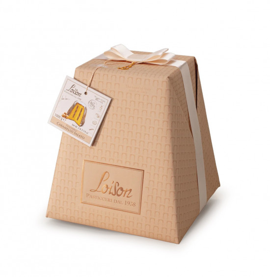 Sladký chléb s krémem ze slaného karamelu Pandoro Caramello Salato, dárkové balení, 1 kg