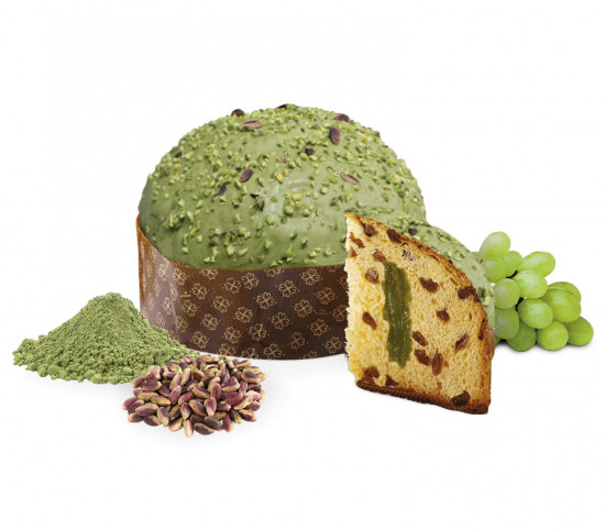 Sladký chléb s matcha a pistáciovým krémem Panettone Pistacchio Matcha, dárkové balení, 600 g-29316