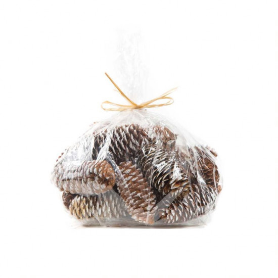 Smrkové šišky, balení 200 g, hnědo - bílé