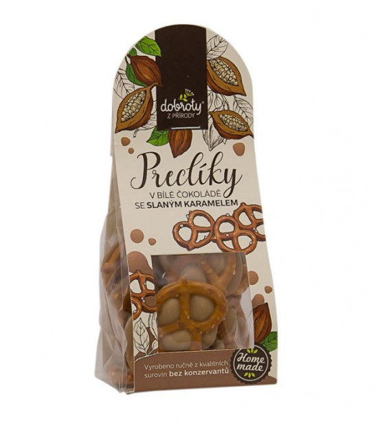 Solené preclíky v bílé čokoládě se slaným karamelem, Dobroty z přírody, 70 g