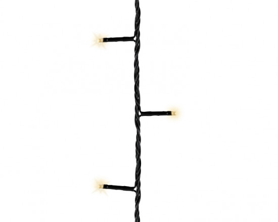 Světelný řetěz, venkovní, 24 LED, teplá bílá, na baterii, černý kabel, délka 1.7 m
