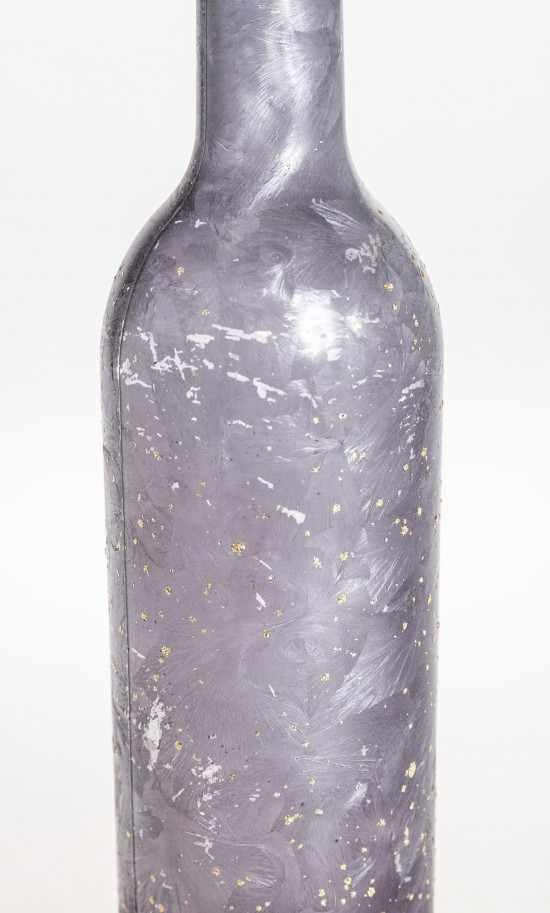 Svítící LED lahev, skleněná, výška 28 cm, tmavě šedá-16794