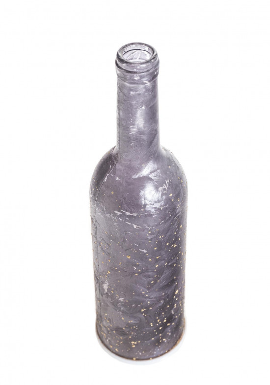Svítící LED lahev, skleněná, výška 28 cm, tmavě šedá-16795