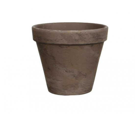 Terakotový kulatý květináč Mica STAN, průměr 15.5 cm, šedohnědý