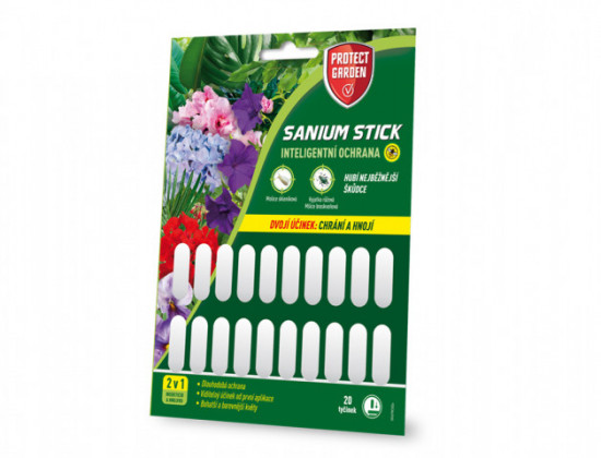 Tyčinkové hnojivo + likvidátor škůdců, Bayer Garden SANIUM STICKS, balení 20 ks