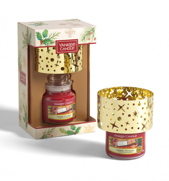 Vánoční dárková sada, Aromatická svíčka Yankee Candle 1 ks, Malé stínítko, hoření až 30 hod-4908