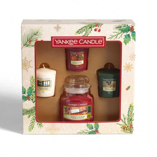 Vánoční dárková sada, Aromatické svíčky Yankee Candle 3 + 1 ks, Votivní + classic, hoření až 75 hod