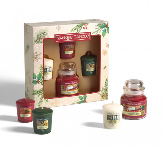 Vánoční dárková sada, Aromatické svíčky Yankee Candle 3 + 1 ks, Votivní + classic, hoření až 75 hod-4903