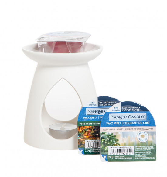Vánoční dárková sada, Aromatické vosky Yankee Candle 3 ks + aromalapma, provonění až 3 x 8 hod-15282