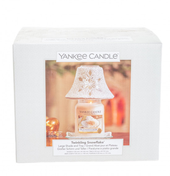 Vánoční stínítko a talíř, Yankee Candle Twinkling Snowflake, velké, bílé