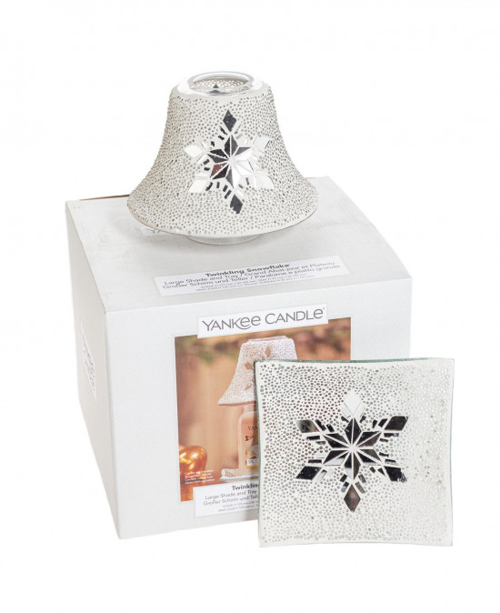 Vánoční stínítko a talíř, Yankee Candle Twinkling Snowflake, velké, bílé-15286