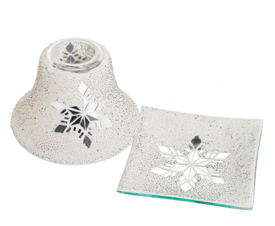 Vánoční stínítko a talíř, Yankee Candle Twinkling Snowflake, velké, bílé-15287