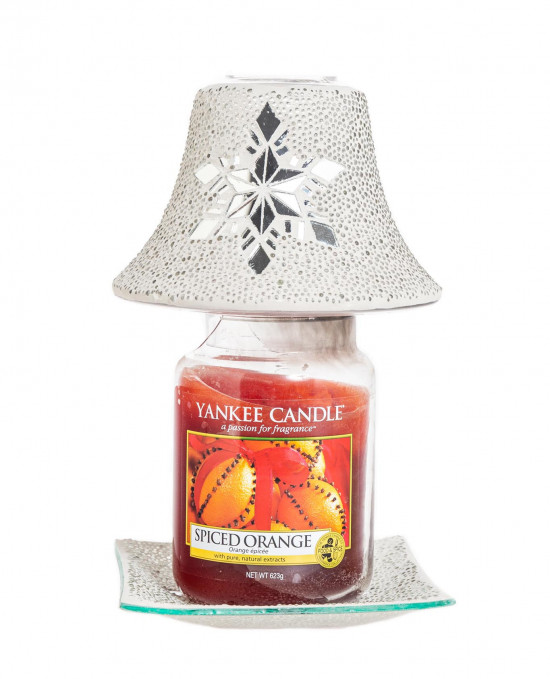 Vánoční stínítko a talíř, Yankee Candle Twinkling Snowflake, velké, bílé-15289