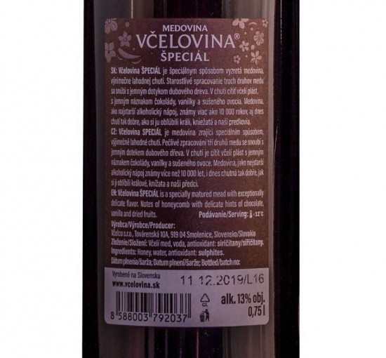 Včelovina speciál DeLuxe v dárkové kazetě, Včelco 13 % obj., 0.75 l-23099