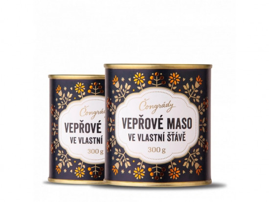 Vepřové maso ve vlastní šťávě, Čongrády, plech, 300 g