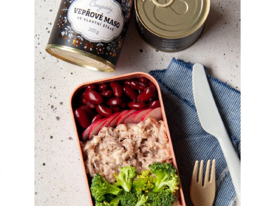 Vepřové maso ve vlastní šťávě, Čongrády, plech, 300 g-28559