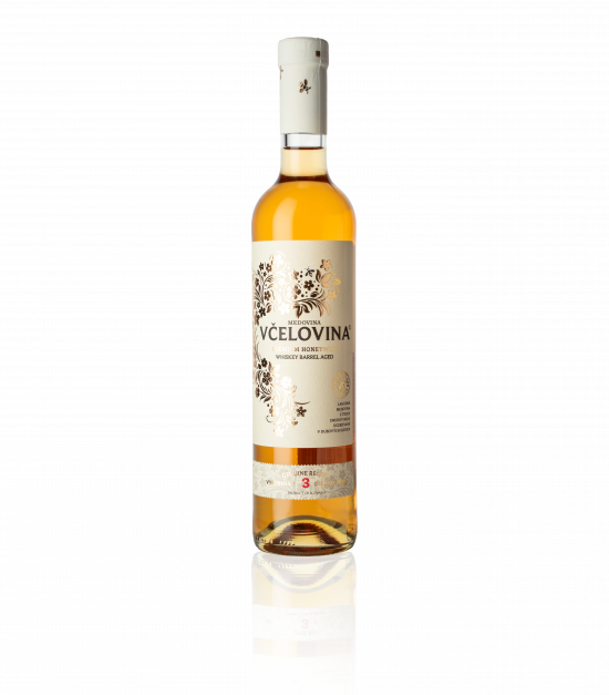 Vyzrálá medovina, Včelco Whiskey Barrel Aged 13.5% obj., Limitovaná edice, 0.5 l