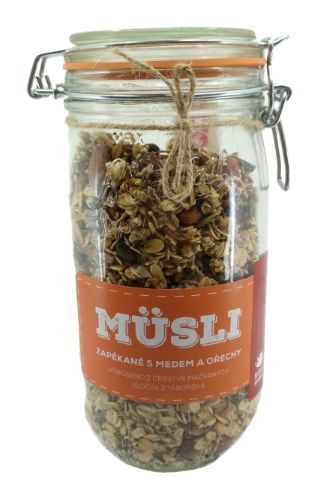 Zapékané müsli s medem a ořechy, Ježkův statek, dárková dóza, 600 g