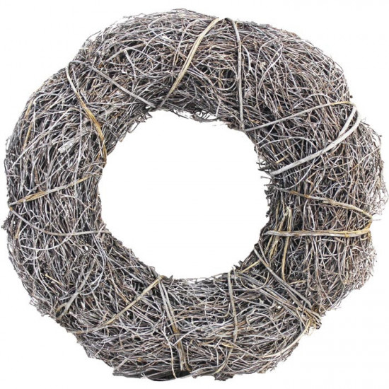 Zapletený věnec, z větví, průměr 35 cm, bílý