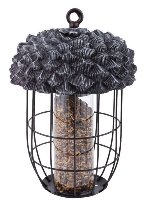 Závěsné krmítko pro ptáky, Esschert Design Žalud, polyresin a kov, černé-5449