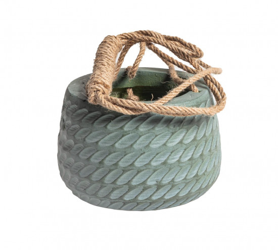 Levně Závěsný sklolaminátový obal na květináč Mica CORDA, průměr 19 cm, tmavě zelený