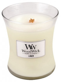 Aromatická svíčka váza, WoodWick Linen, hoření až 65 hod