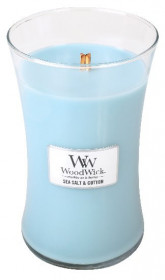 Aromatická svíčka váza, WoodWick Sea Salt & Cotton, hoření až 120 hod