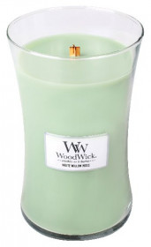 Aromatická svíčka váza, WoodWick White Willow Moss, hoření až 120 hod
