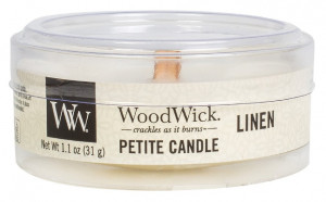 Aromatická svíčka, WoodWick Petite Linen, hoření až 8 hod